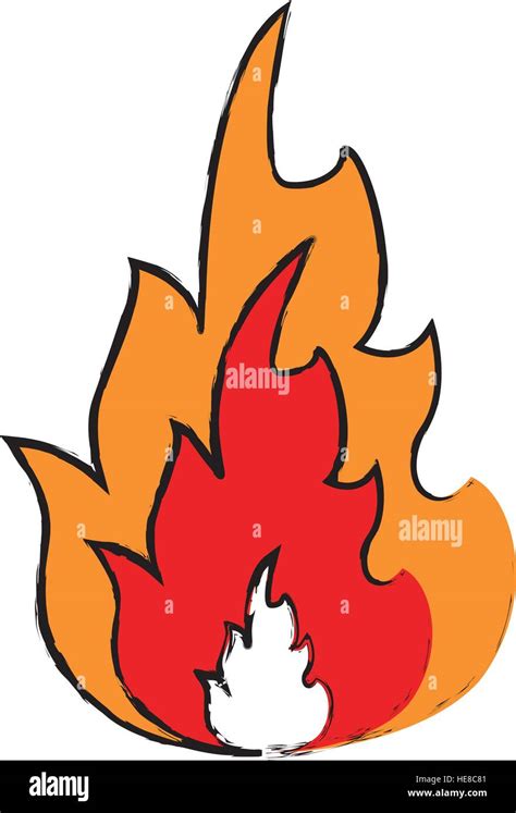 Drawing Hot Flame Spurts Fire Design Stock Vector Image And Art Alamy