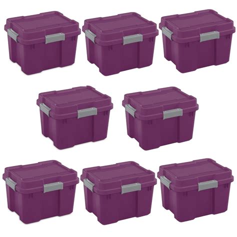 Sterilite 20 Gal Plastic Storage Container Box And Lid Purplegray 8