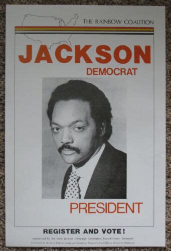 1984 Jesse Jackson For President Rainbow Coalition Picture Campaign