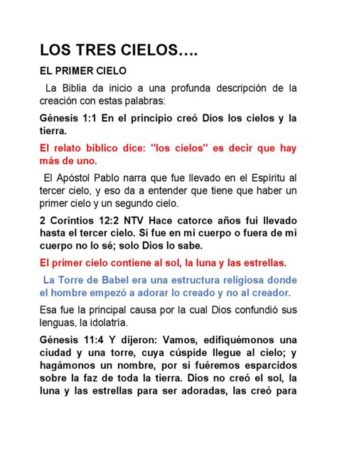 El Primer Cielo Segundo Cielo Tercer Cielo Pdf Moisés Dios