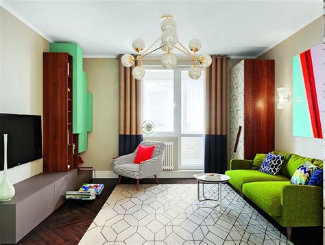 Bright Multicolor Apartment In Mid Century Modern Style