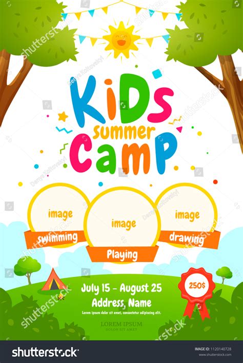 Kids Summer Camp Poster Design Template Stock Vector Royalty Free