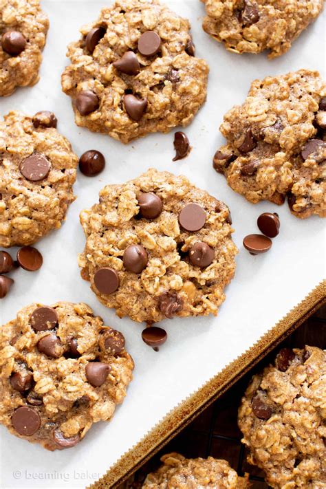 Preheat your oven to 350 degrees f (180 degrees c) and line two. Chewy Healthy Oatmeal Chocolate Chip Cookies (V, GF): my favorite easy recipe for chewy oatmeal ...