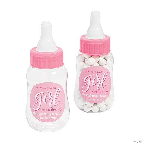 Personalized Pink Baby Bottle Favor Containers 12 Pc Oriental Trading