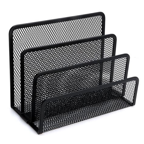1 Pack Black Mesh Mail Letter Sorter Bills And Documents Organizer File Paper Holder With 3