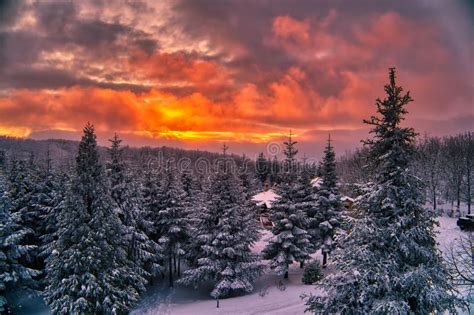Majestic Sunset In The Winter Mountains Landscape Stock Image Image