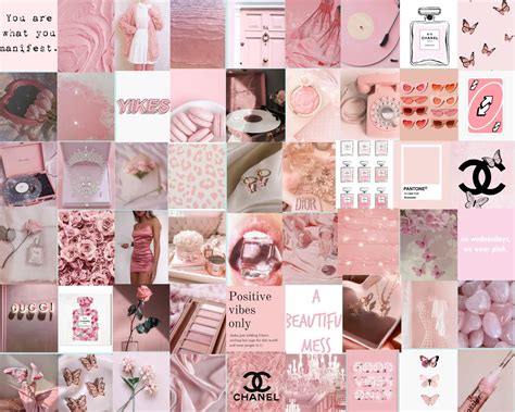 60 Soft Pink Aesthetic Wall Collage Kit Digital Download Etsy