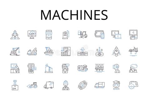 Machines Line Icons Collection Gearworks Automatons Mechanisms