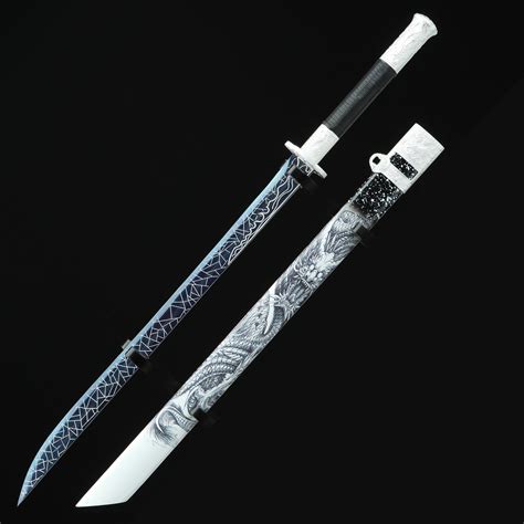 Handmade High Manganese Steel Blue Straight Blade Chokuto Japanese