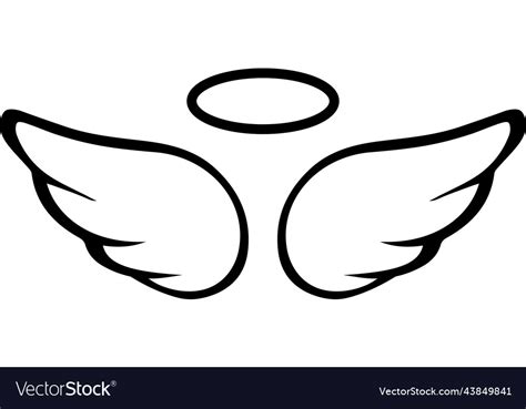 Angel Wings With Halo Heaven Symbol Flight Vector Image