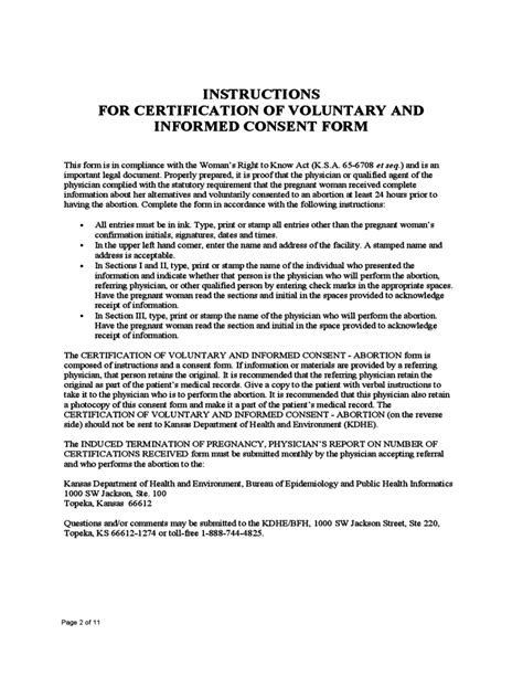 abortion instructions  informed consent form