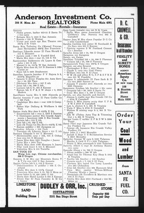 El Paso City Directory, 1922 - Page 783 - The Portal to Texas History