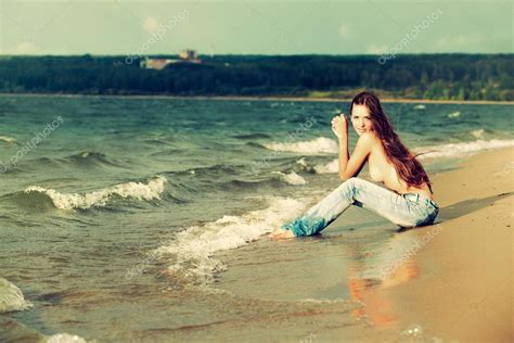 Topless Girl On Beach Stock Photo Zastavkin