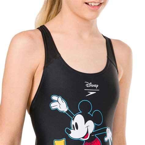 Speedo Disney Mickey Mouse Splashback Swimsuit Blacredyellow