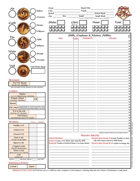 Legend Of The Five Rings Third Edition Character Sheet Download