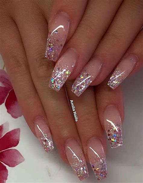 Pink Shine Beautiful Nails Color In Ombre Nails Glitter Glitter Nails Acrylic Coffin
