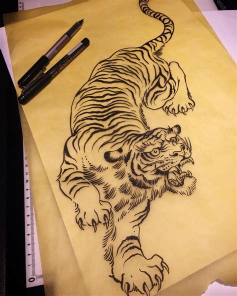 Tiger Drawing Ready To Go Good For Thigh Ribs Belly Etc Dozermail
