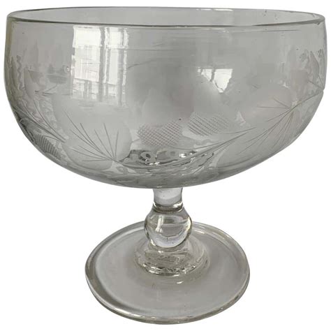 1840s Antique American Engraved Led Blown Glass Footed Compote For Sale At 1stdibs Compote
