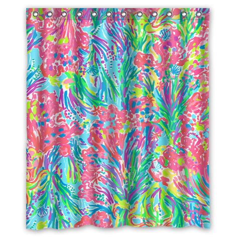 New Lilly Pulitzer Coral Custom Print Shower Curtain Size 48x72 60x72 66x72 Inch Ebay