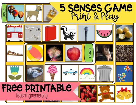 The 5 Senses Printable Games Preschool Games Preschool Printables
