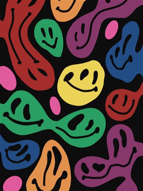 Blue Indie Smiley Face Wallpaper Trendy Pink Layered Smiley Face