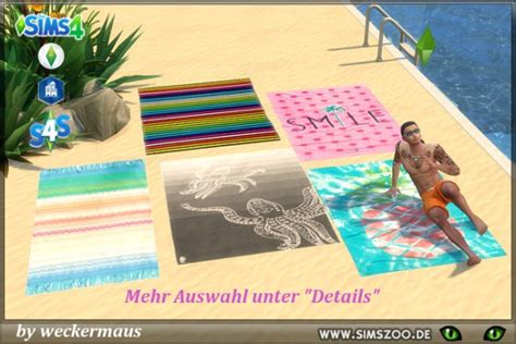 Decor Beach Towel By Weckermaus From Blackys Sims 4 Zoo • Sims 4