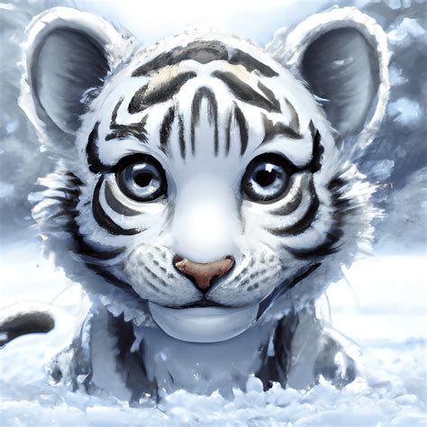 Cute And Adorable Cartoon White Tiger · Creative Fabrica