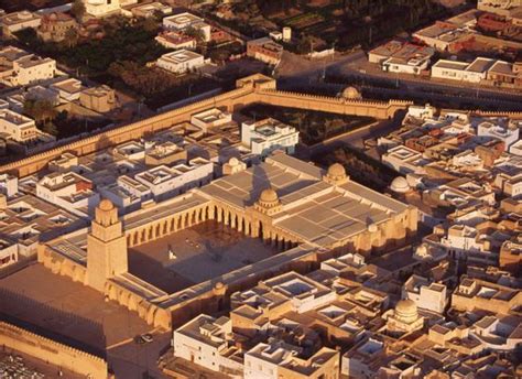 Vue Aérienne De La Ville Et Mosquée Omeyyade De Kairouan Fondé Par Le Compagnon Sousse Day