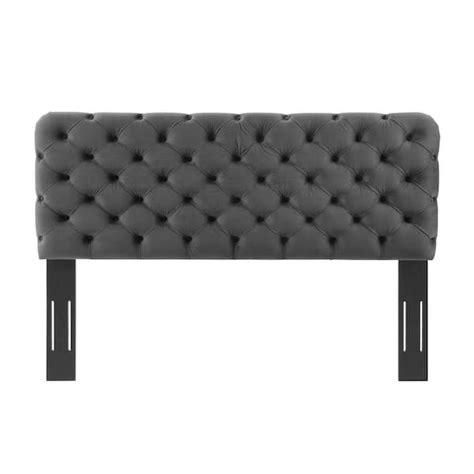 Modway Lizzy Tufted Charcoal Queen Performance Velvet Headboard Mod