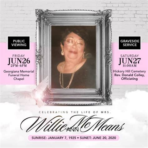 Obituary For Willie Ann Mcmeans Georgiana Memorial Funeral Home