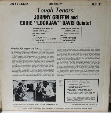 Johnny Griffin And Eddie Lockjaw Davis Quintet Tough Tenors