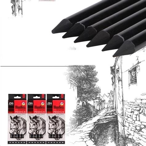 2types Full Charcoal Woodless Artist Pencil For Drawing Sketching