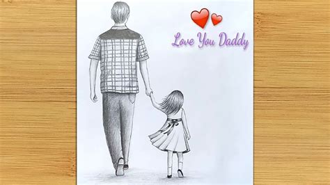 Fathers Day Special Drawing Easy Way To Draw Father And Daughter Step By Step Youtube
