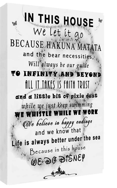 We Do Disney In This House Quote On Canvas Wall Art Picture Print Black