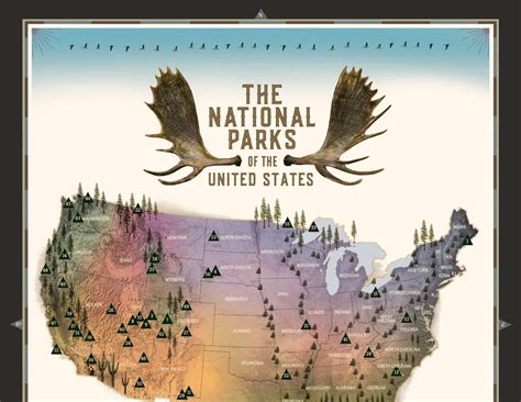 National Park Map All 63 National Parks National Park Etsy