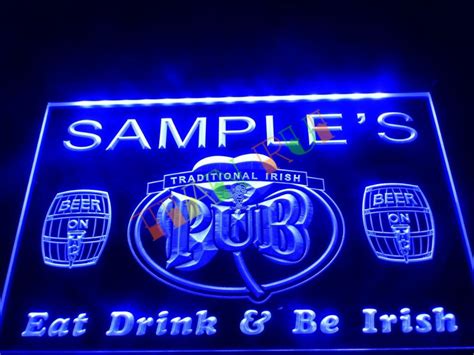 Dz002 Name Personalized Custom Irish Pub Shamrock Bar Beer Neon Sign
