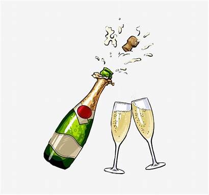 Champagne Bottle Popping Clipart Drawing Transparent Pngkit