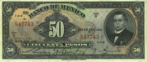 Billete 50 Pesos México 1937 1950 Issue Wor P 37b 1 Billetes