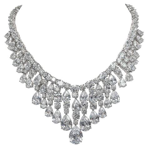 Magnificent Costume Jewelry Diamond Draperie Fringe Necklace For Sale