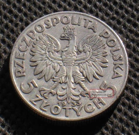 Old Silver Coin Of Poland 5 Zloty 1933 Jadwiga Second Republic Ag 4