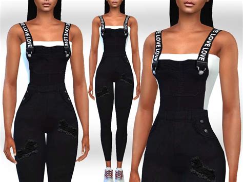 Комбинезон Fashion Black Одежда Моды для Sims 4