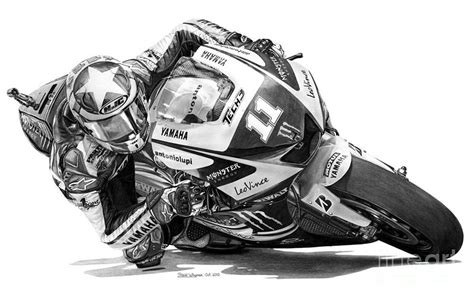 Motogp Drawing Ben Spies Rookie Year Drawing By Steven Whyman