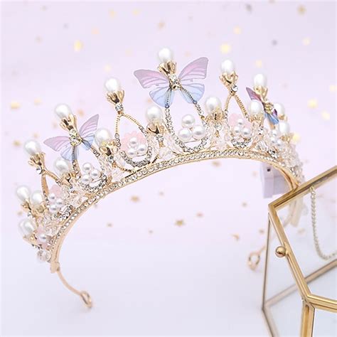 Baroque Childrens Crown Golden Baroque Butterfly Princess Crown Hair