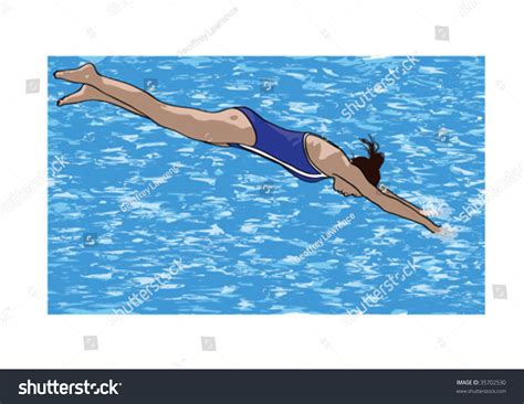 Girl Diving Into Pool Vector De Stock Libre De Regal As