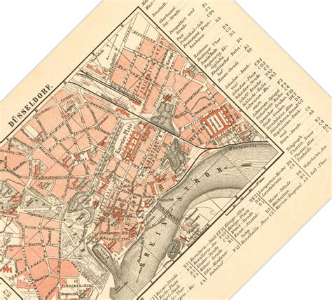 Poster Map Dusseldorf Vintage City Map 19th Century Etsy