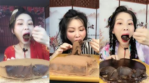 ASMR CHOCOLATE LAVA Thick Chocolate Chinese Dessert Mukbang KWAI