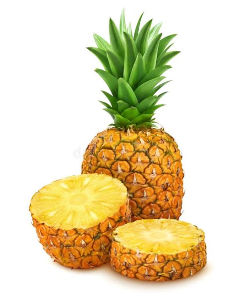 Whole And Sliced Pineapple Isolated On White Background Stock Photo