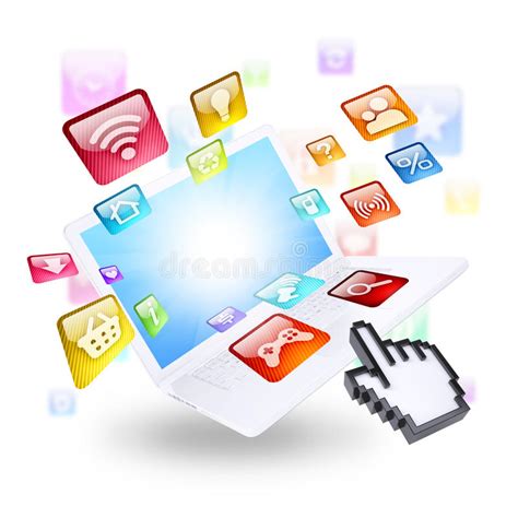 Laptop And Application Icons Stock Illustration Illustration Of Media