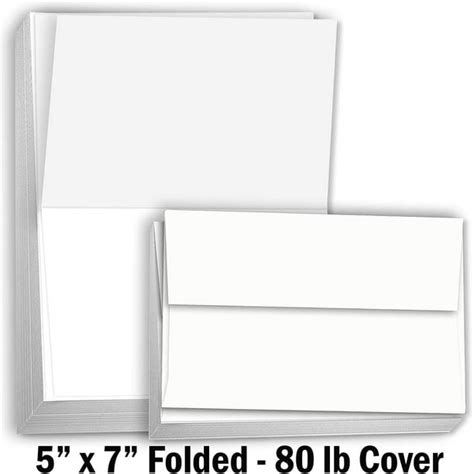 Hamilco Card Stock Folded Blank Cards With Envelopes 5x7 Scored White