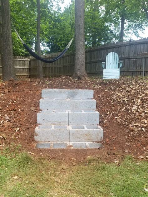 Used cinder blocks to make stairs to seating area on 3rd level. Will